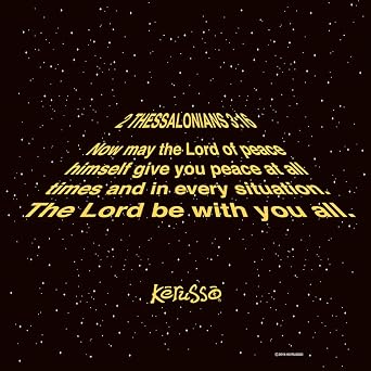Kerusso May The Lord Be with You Scripture Black Cotton Crew Neck T-Shirt, Large