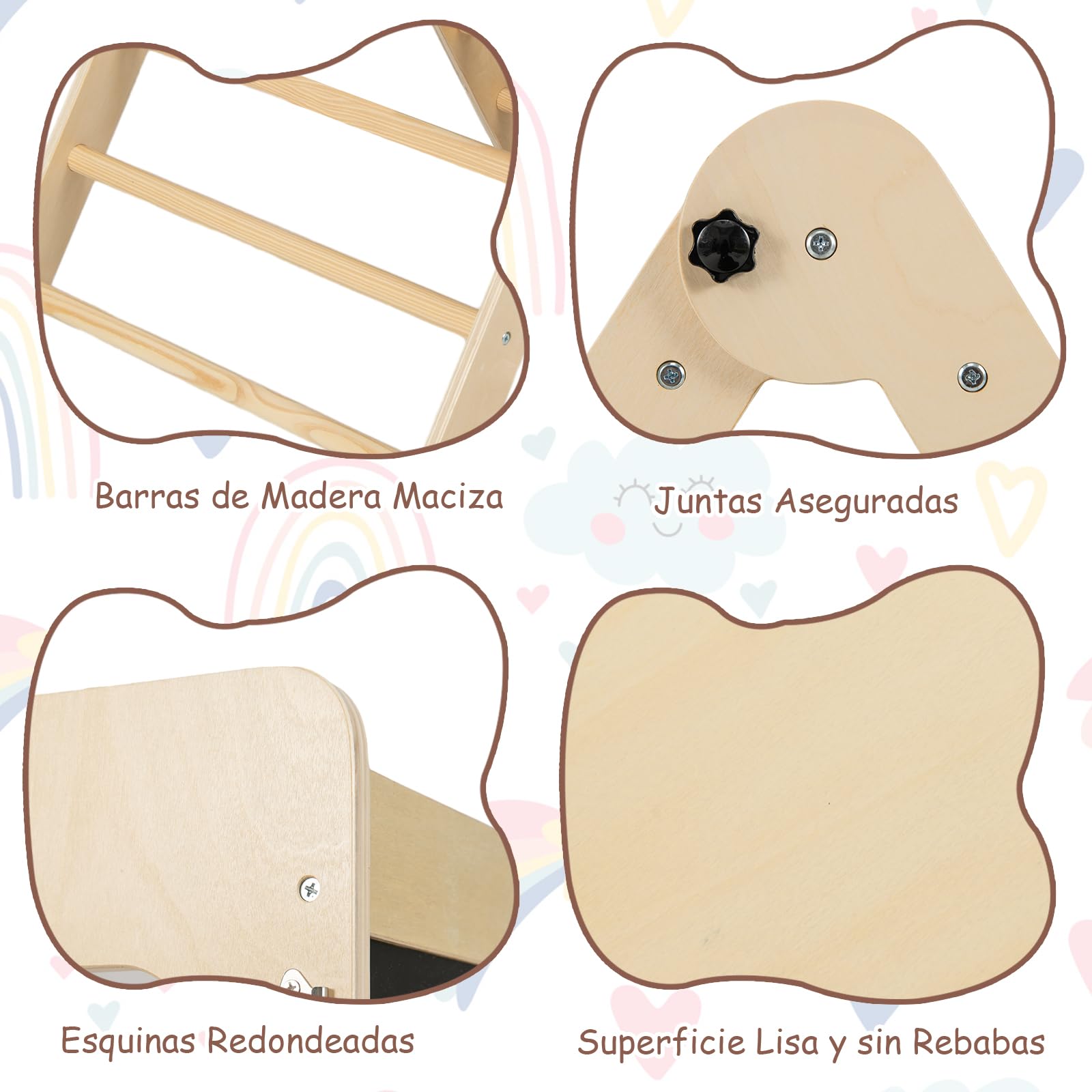 GOPLUS 7 en 1 Triángulo de Escalada Montessori para Niños de 3-14 Años+, Juego de Escalada Plegable con Rampa de Doble Cara, Torre de Apendizaje y Pizarra, Ayudante para Cocina, Mesa y Silla