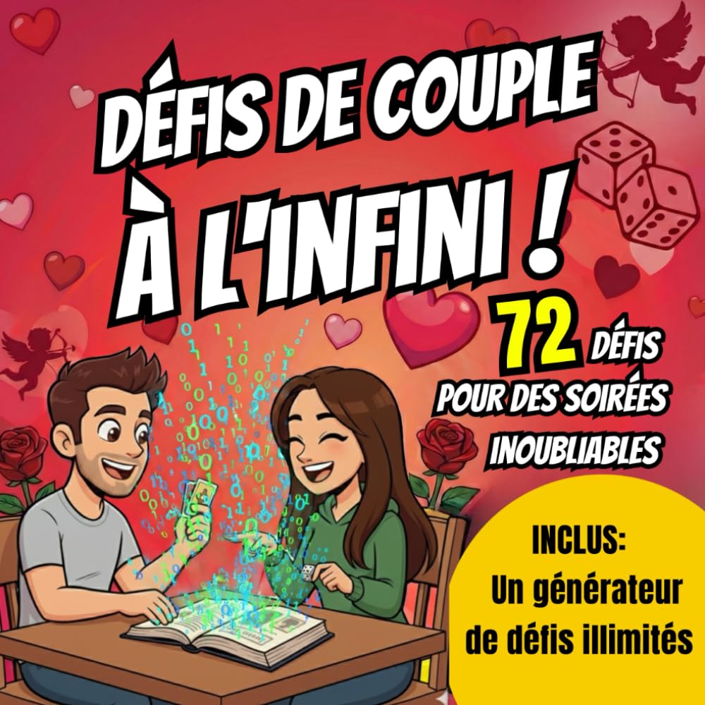 Défis de Couple à l'Infini - 72 Défis pour des Soirées Inoubliables: Le Seul Livre avec un Outil d'Intelligence Artificielle Intégré pour des Défis Illimités - Le Cadeau Idéal pour les Amoureux