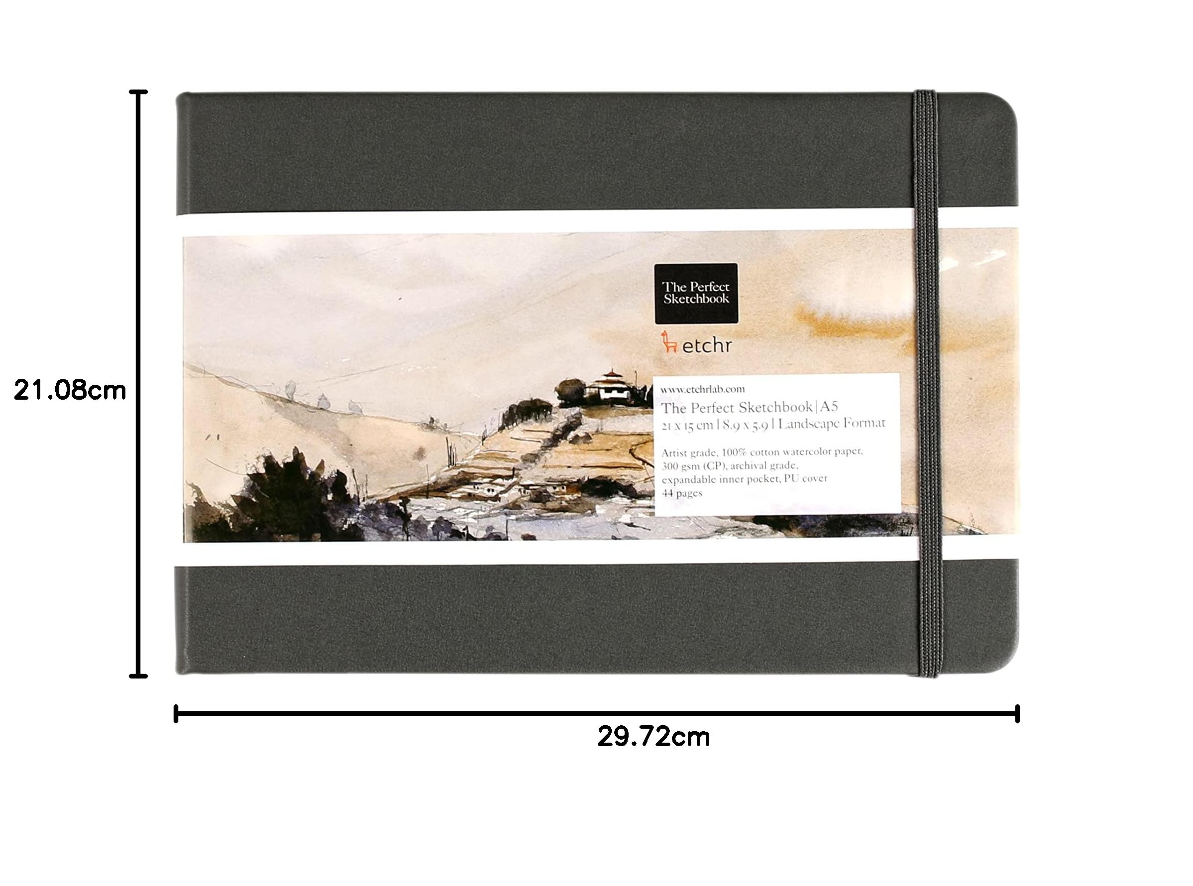 Etchr Lab - The Perfect Sketchbook A5 300g 100% coton 44 pages grain fin format paysage Etchr Lab