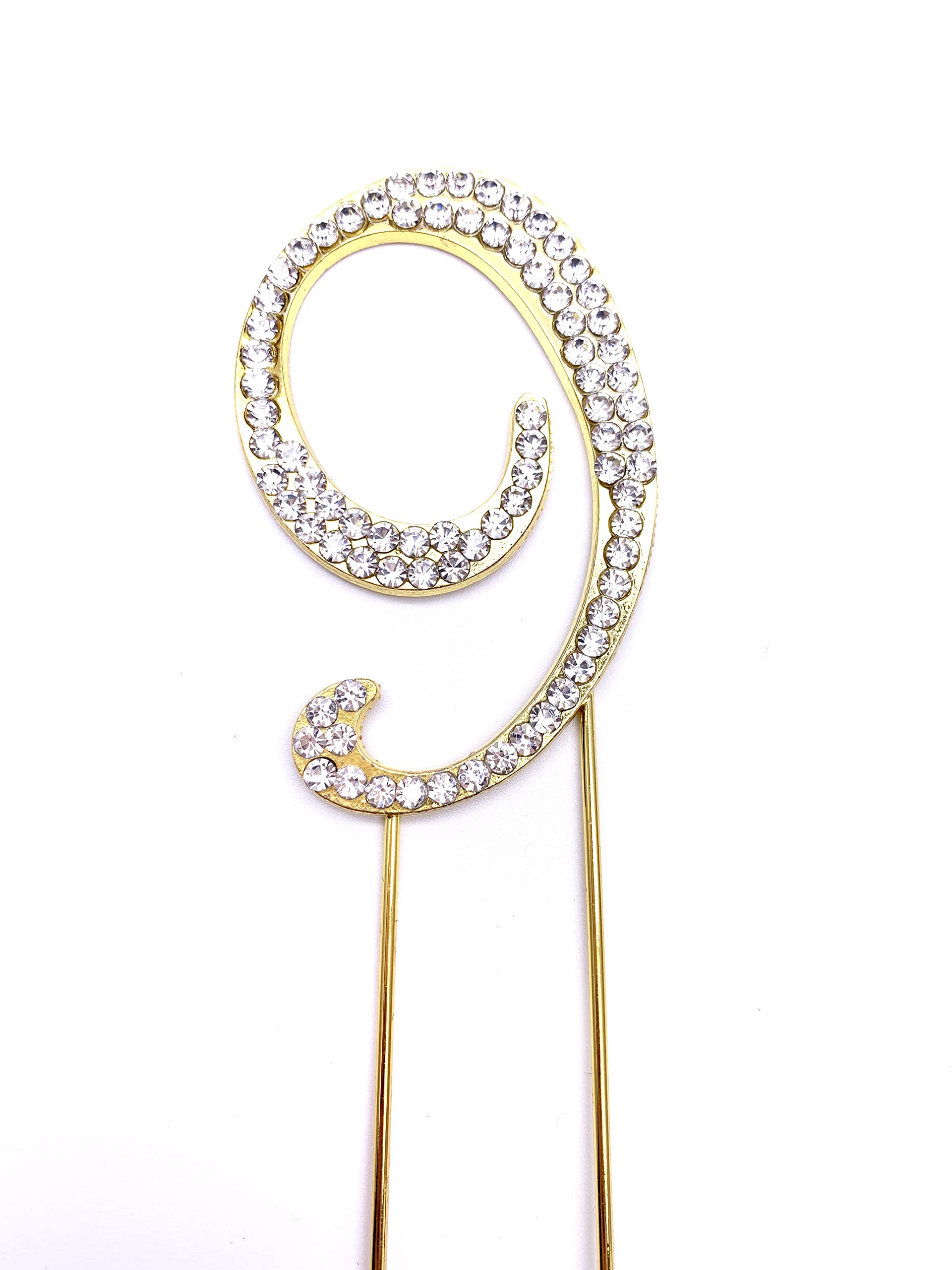 World of Sparkles 120mm Gold Number Cake Toppers with Diamante Diamonds Rhinestones for Birthday Kids Children Anniversary Party Supplies Decoration DIY (12cm-Gold-9-Nine)