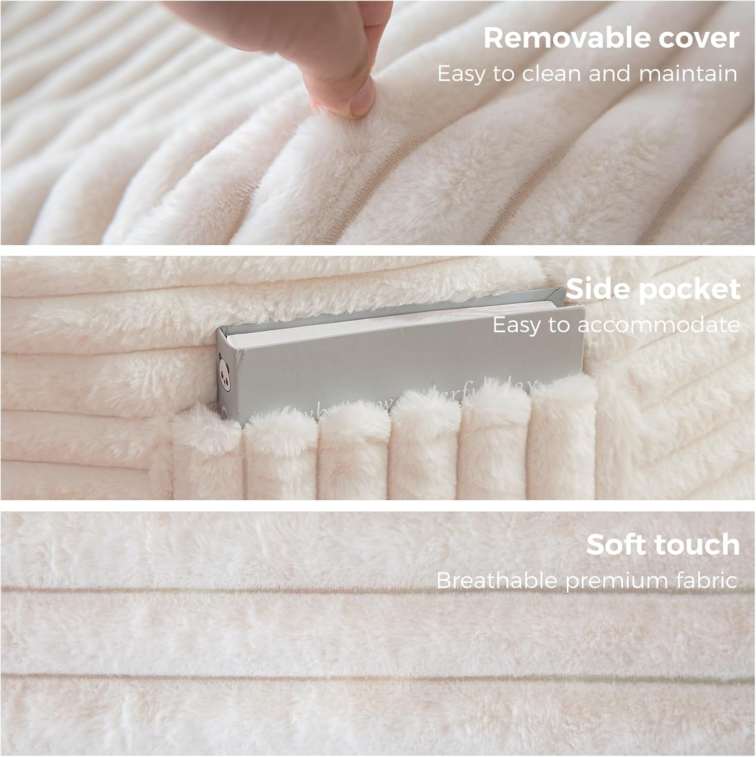 MAXYOYO Bean Bag Chair for Adults, Large 5 ft Bean Bag Chair with Foam Filling, Ultra Soft Fur Lazy Sofa for Living Room Bedroom, Machine Washable Cover - Image 3