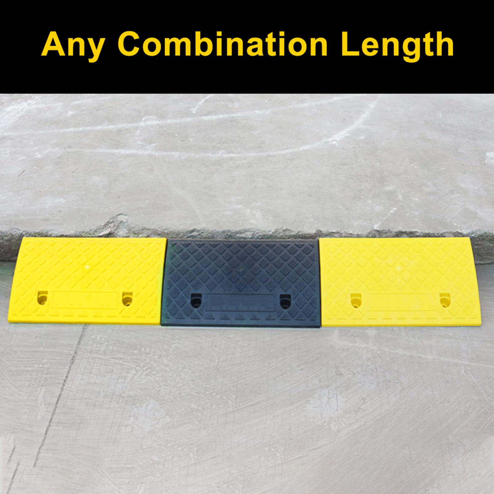 Rampa para bordillos, portátil, para silla de ruedas para coche, moto, silla de ruedas, andador, negro/amarillo, 50 × 22 × 5 cm/50 × 27 × 9 cm (rampa de acceso para la cuna, rampa de umbral de puerta