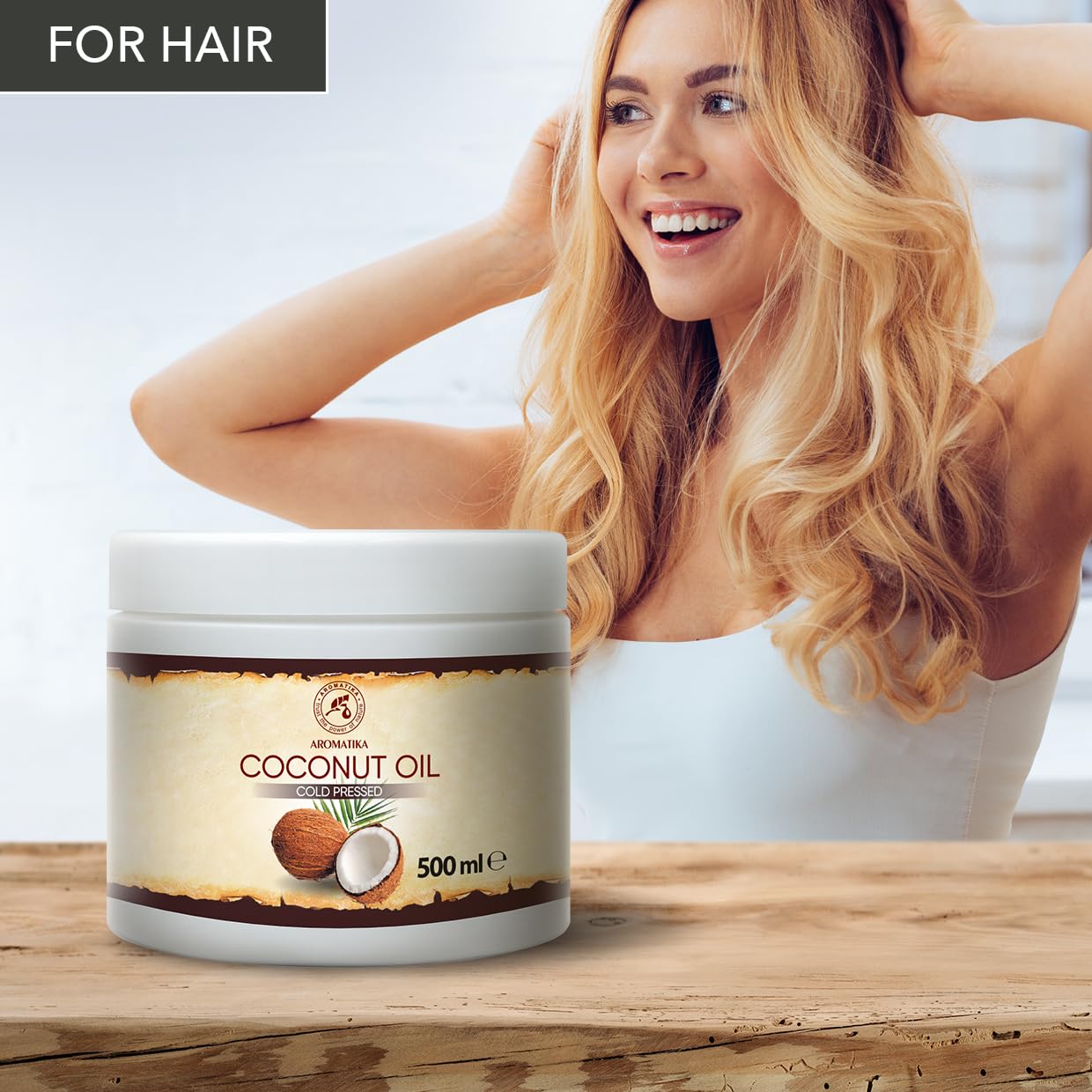 Coconut Oil 500ml - Cocos Nucifera Oil - Indonesia - 100% Pure & Natural Cold Pressed - Best Benefits for Skin Hair Face Body Care - Unrefined Coconut Oils