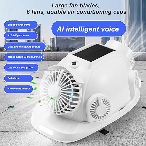 Miniatura 4 de Casco solar de construcción, doble aire acondicionado, refrigeración de 6 ventiladores, circulación de energía eólica, casco de trabajo con luz para