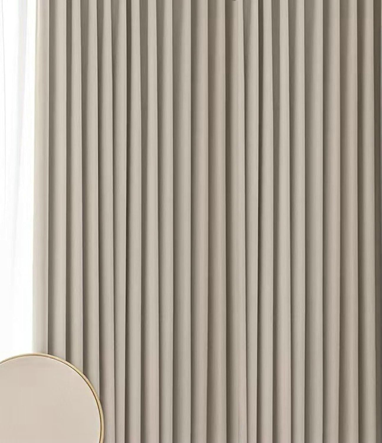 Blackout Curtain 2 Panels Set 84 inch Long, Bedroom Blackout Curtains Eyelets Modern Simple Solid Color Woven Texture Drapes Curtains Window Treatment Light Khaki, 40 x 84 Inch
