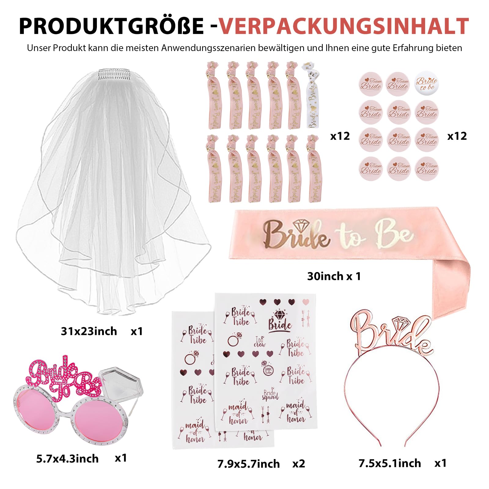 WIDMANN MILANO Braut-Diadem 'Bride To Be' – Mit Schmucksteinen & Weißen Marabu-Federn, Für JGA & Mottopartys