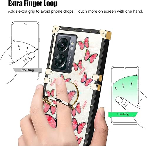 Miniatura 3 de Funda para teléfono N300, funda para OnePlus Nord N300 5G para mujer, bonita funda protectora cuadrada con purpurina femenina elegante retro choque