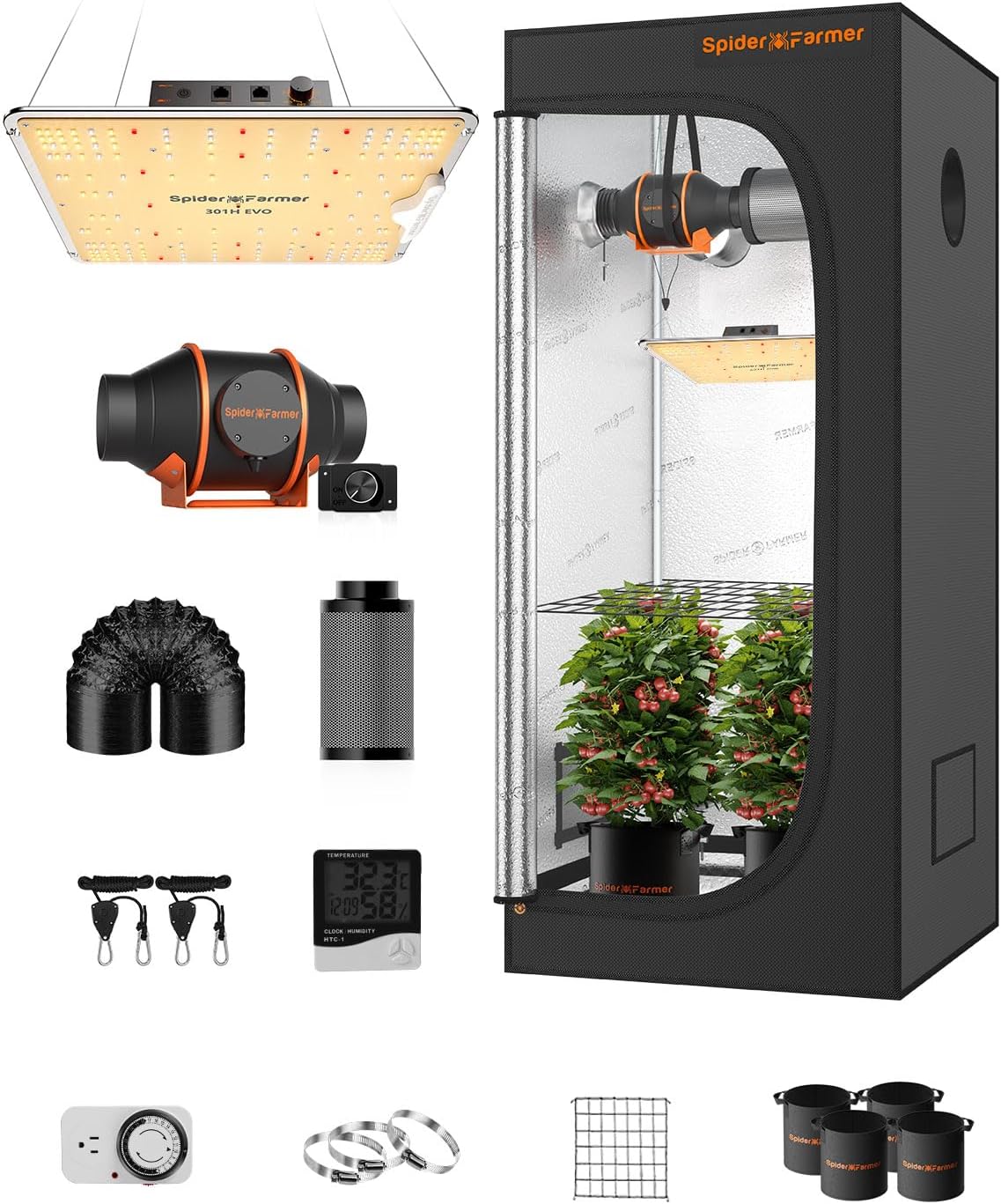 VIVOSUN 4' x 4' Grow Tent Kit Complete with VS4000 LED Grow