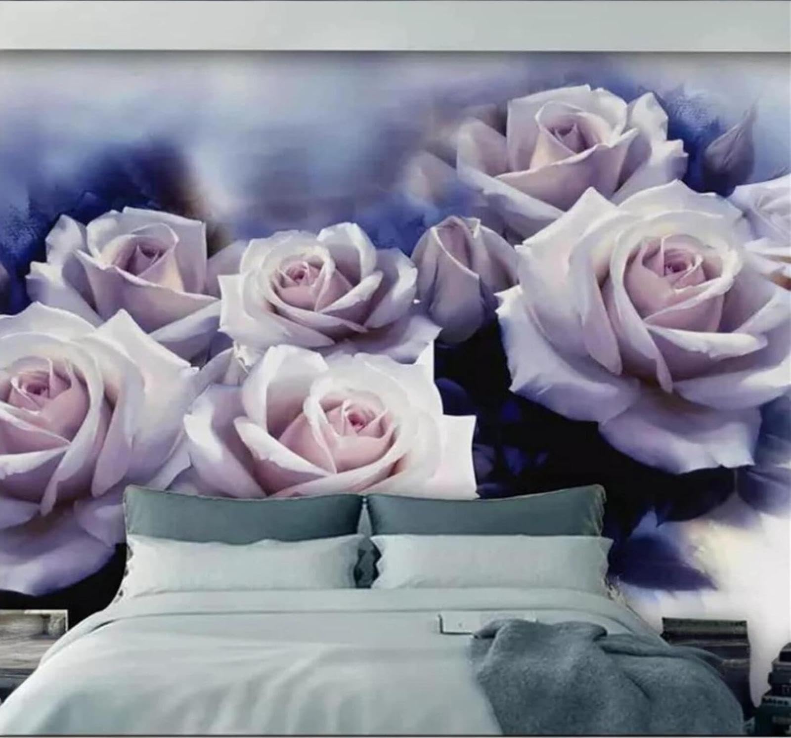 Xlming 150Cm×105Cm(B×H) Vintage Three Dimensional Minimalist Romantic Roses 3D Wallpaper Luxury Silk Study Dining Feature Sofa Grey Bedroom Living Room Tv Decorative Wall-150Cm×105Cm