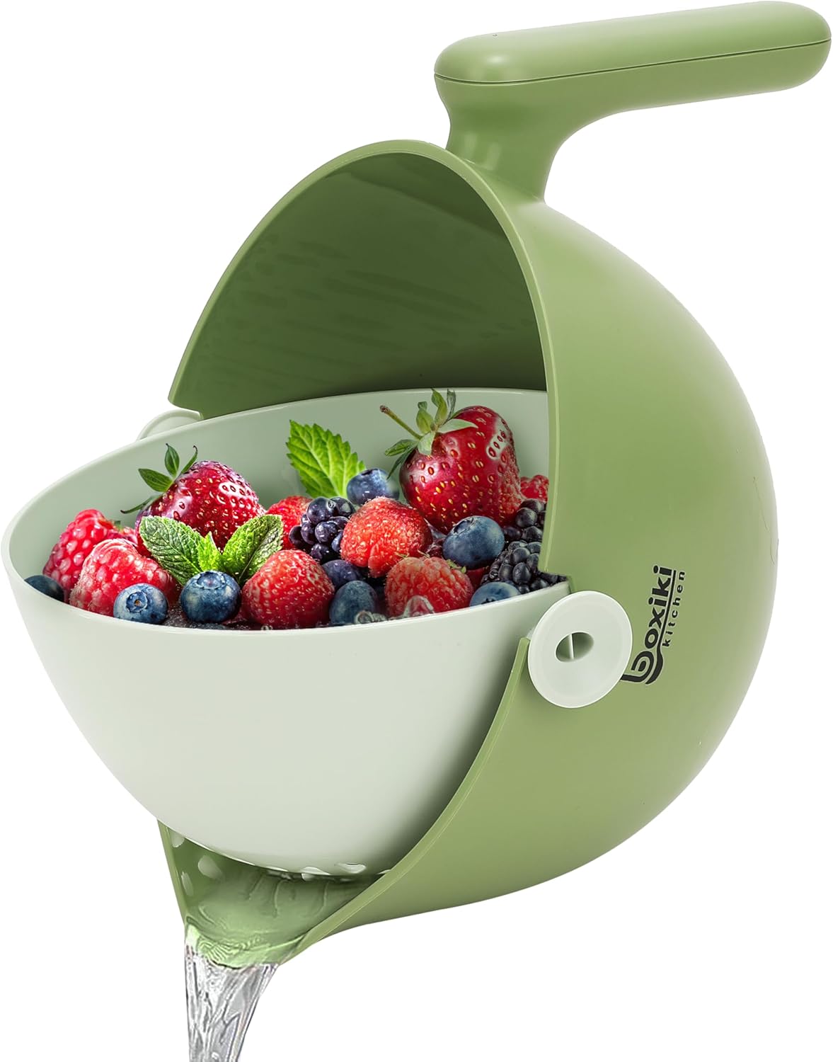 Multi Functional Draining Basket – Double Layer Colander & Bowl for, Fruits & Vegetables – Durable BPA-Free, Dishwasher Safe (Avocado Green)