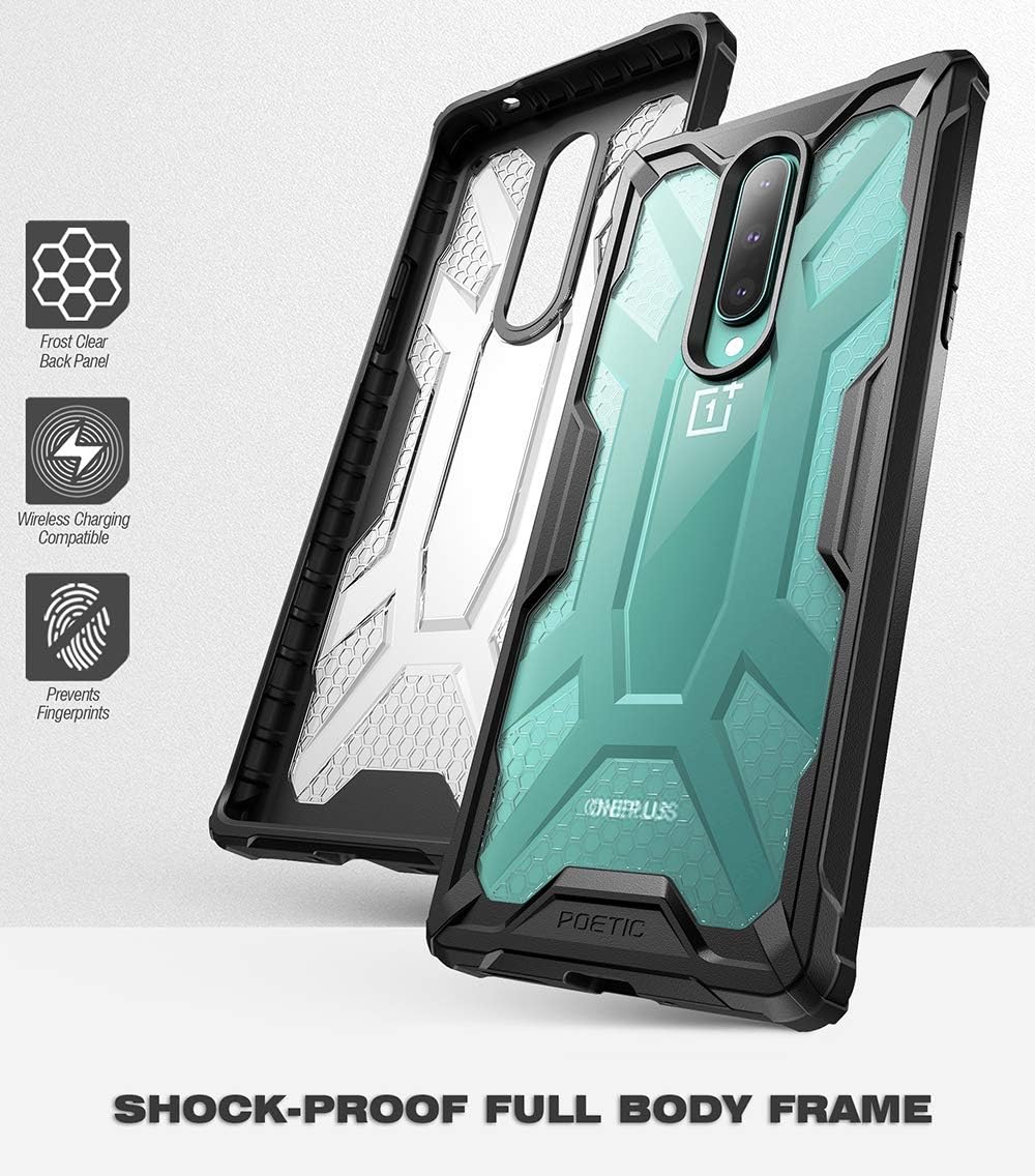 Poetic Affinity for OnePlus 8 Case [Not Compatible with Verizon Version], Rugged Lightweight Military Grade Hybrid Protective Bumper Cover, Black/Clear