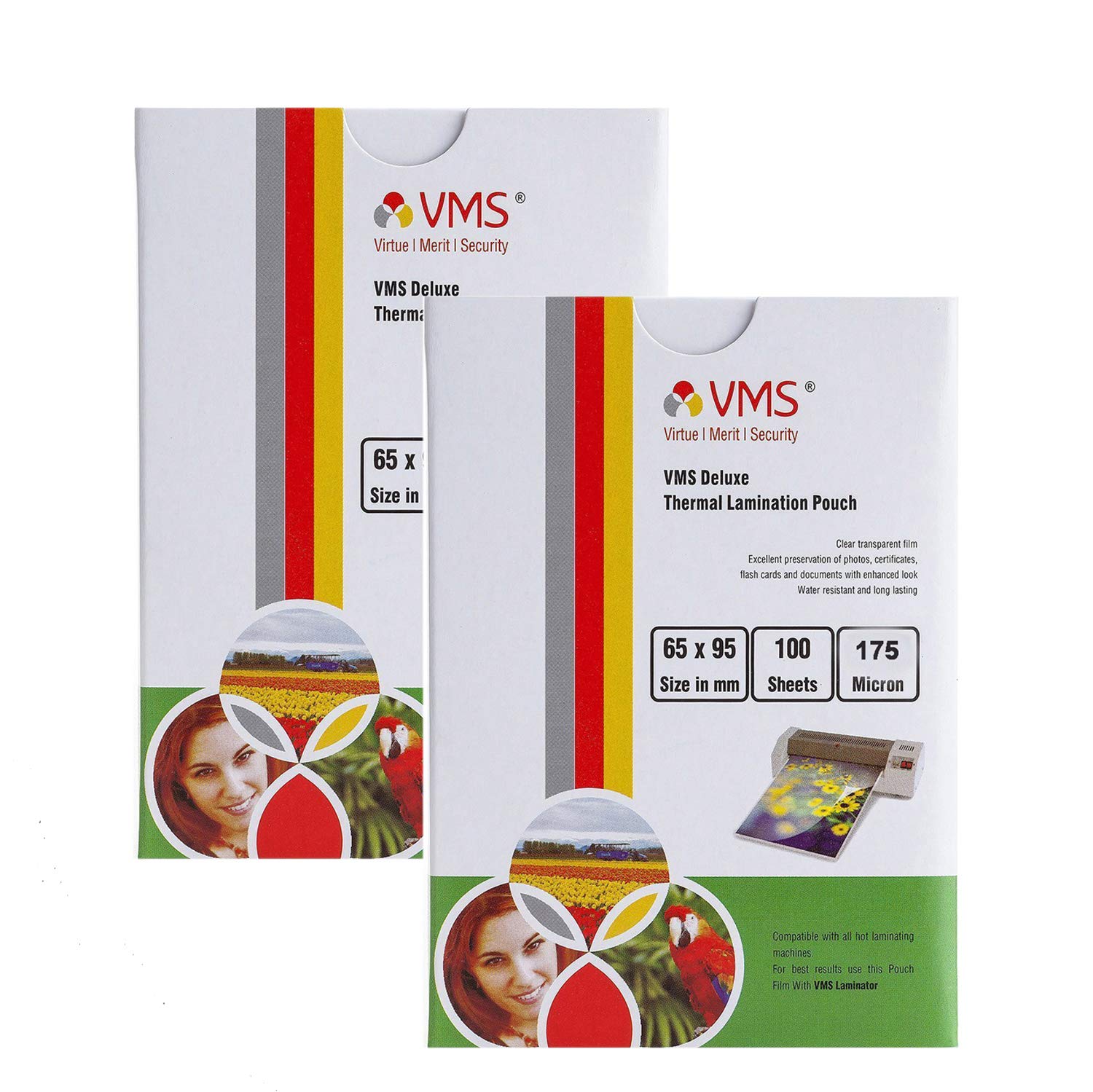 Buy VMS Deluxe Thermal Lamination Pouch 65x95mm 175 Micron Pack of 2 (200 Sheets) for Id Card