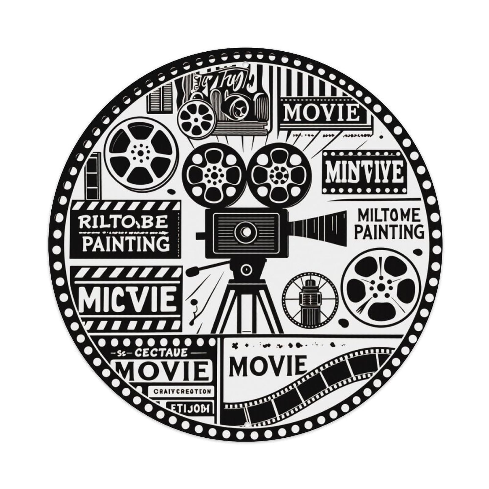 Jdfenggu Vintage Movie Camera Film Reel Strip Retro Metal Tin Sign, Metal Poster For Bar, Home, Man Cave, Kitchen, Laundry Room Art Decor 8X8 Inch