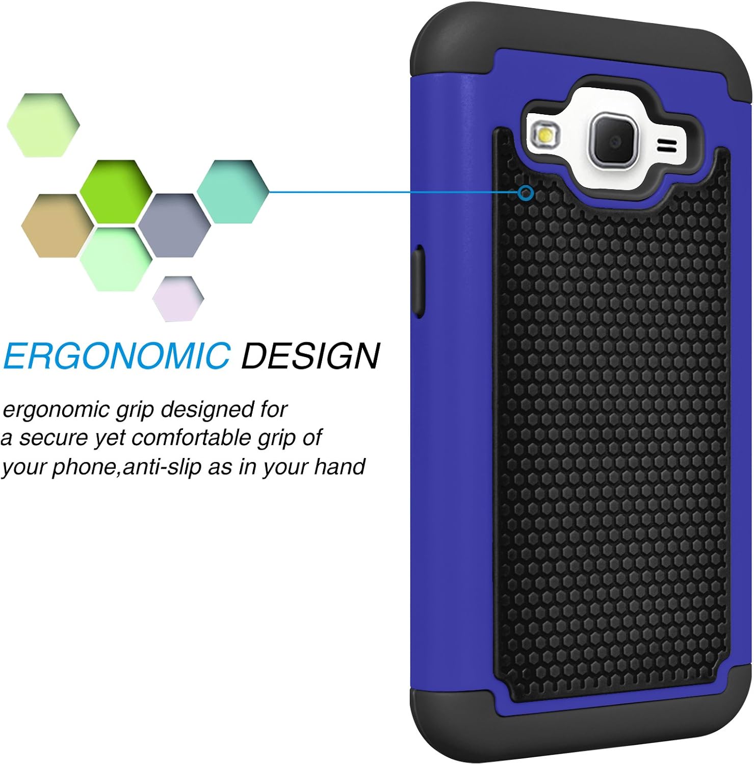 Tekcoo Core Prim Case, (TM) [Tmajor Series] [Blue/Black] Shock Absorbing Hybrid Rubber Plastic Impact Defender Rugged Hard Protective Case Cover Shell for Samsung Galaxy Core Prim/Prevail LTE