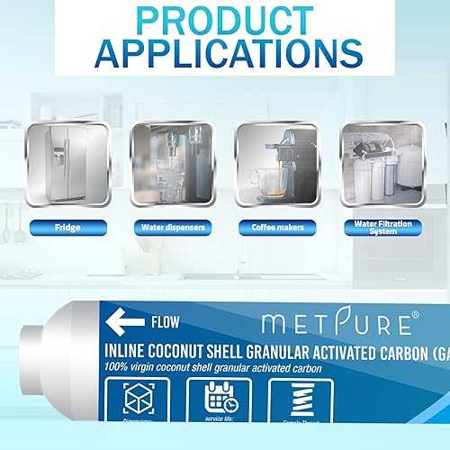 Miniatura 3 de Metpure Filtro de agua en línea para máquina de hielo, refrigerador, sistema de filtración de agua, cafetera de 2 "x 10" x 14" OD FIP rosca hembra