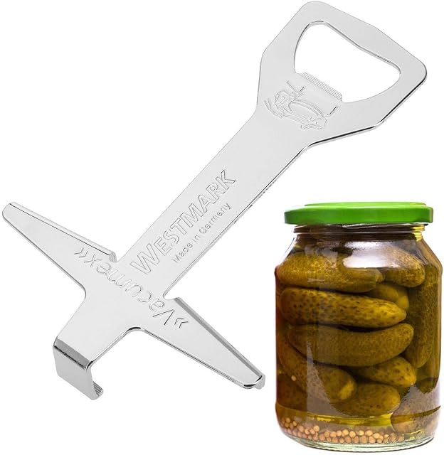 Westmark Lid Opener with Bottle Opener, Length: 13.1 cm, Steel, Chrome-plated, Vacumex, Silver, 10562270