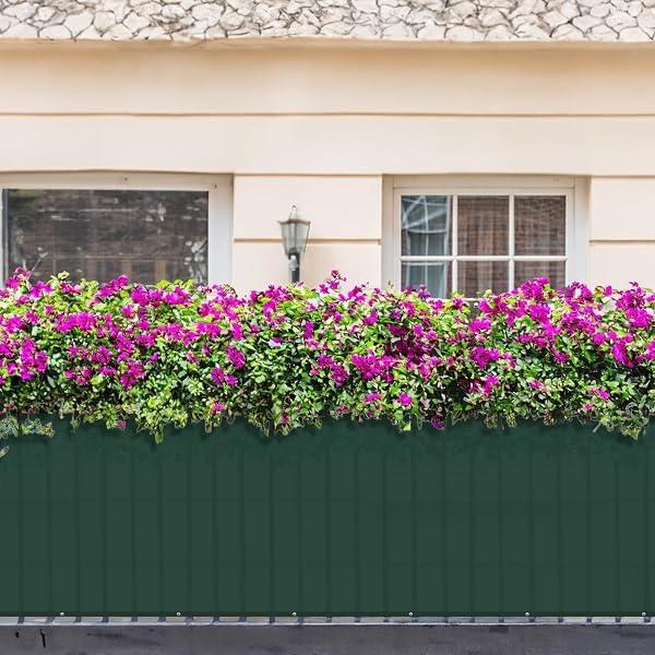 Sunnylaxx Frangivisto Balcone per Protezione 90x500 cm,Schermo Privacy,Recinzione Copertura per Privacy Balcone PES,per Balcone Giardino terrazza,con Occhielli e Fascetta, Verde Scuro - 4