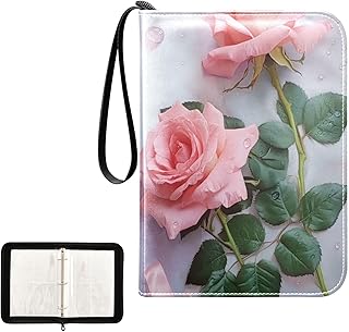 Pink Rose Waterproof Trading Card Binder,400-Pocket Trading Album Display Holder,Display Case with Card Sleeves Set for Soccer Card,Gaming Cards,and Other TCG 2011863