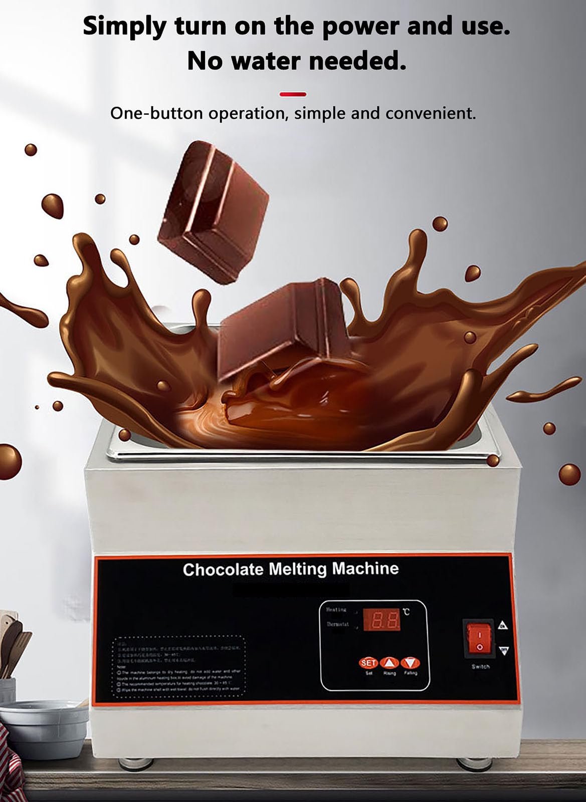 Tempéreuse à Chocolat 500 W, Pot à Fondre Le Chocolat de 12 kg avec contrôle de température 0-85 °C, pour Chocolat, Lait et crème, 4 Pots,4 Pots
