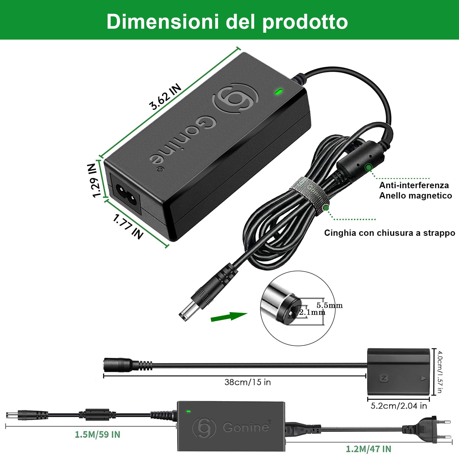 NP-FZ100 A7III A7IV Batteria fittizia Kit adattatore di alimentazione per fotocamere Sony A7 III, A7 IV, A7S III, A7R III, A7R IV, A7R V, A7C, A1, A9, A9 II, A6600, A6700, FX3, FX30, ZV-E1