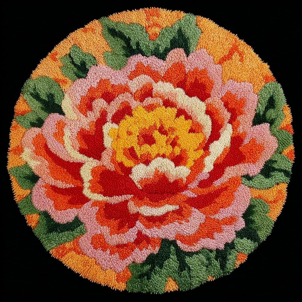 AMBATTERY Latch Hook Kits for Adults,Latch Hook Rug Kit,Peony Flowers