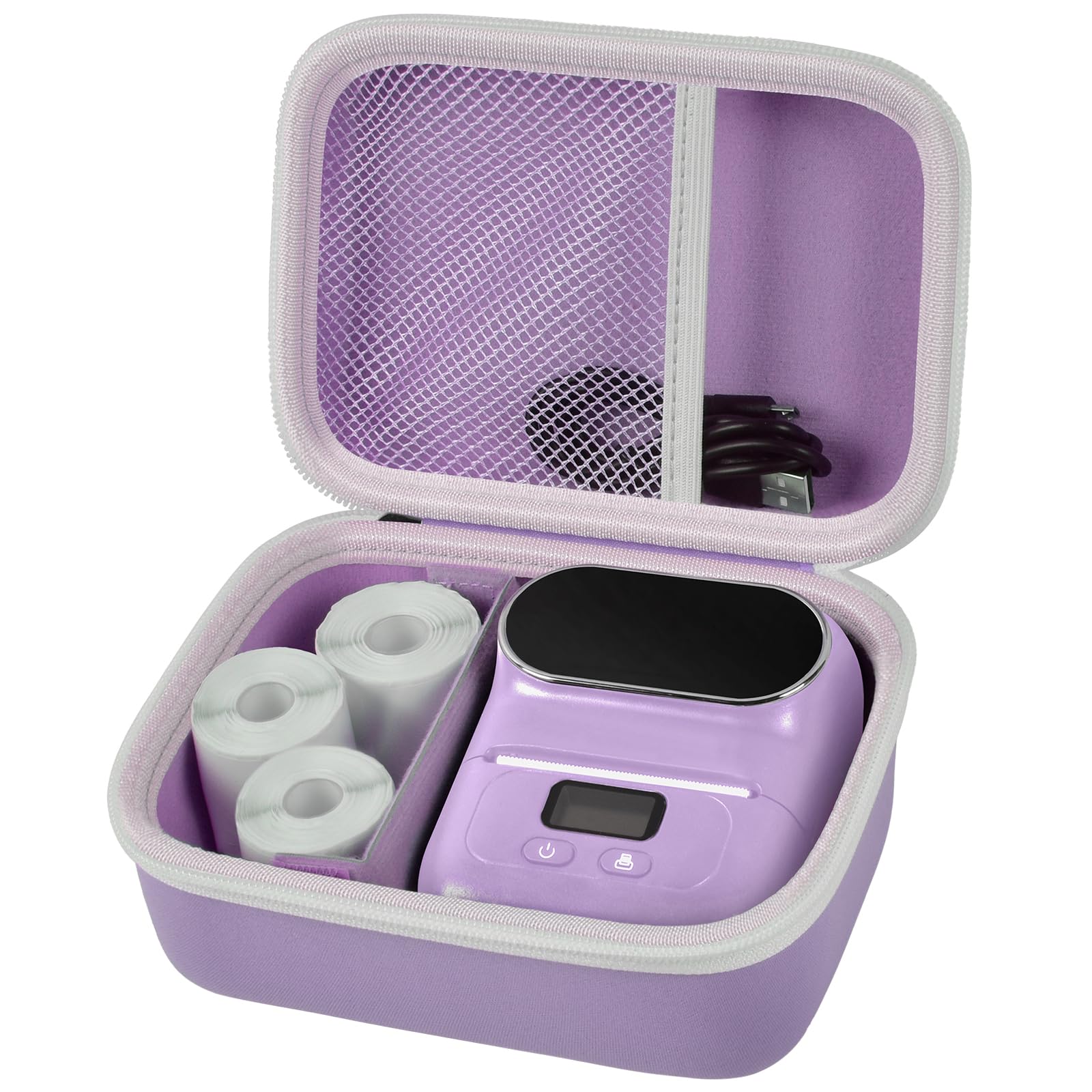 Case Compatible with Phomemo M110 Label Maker - Portable Mini Bluetooth Thermal Label Maker Carrying Storage Bag for Printer Labels, USB Cable and