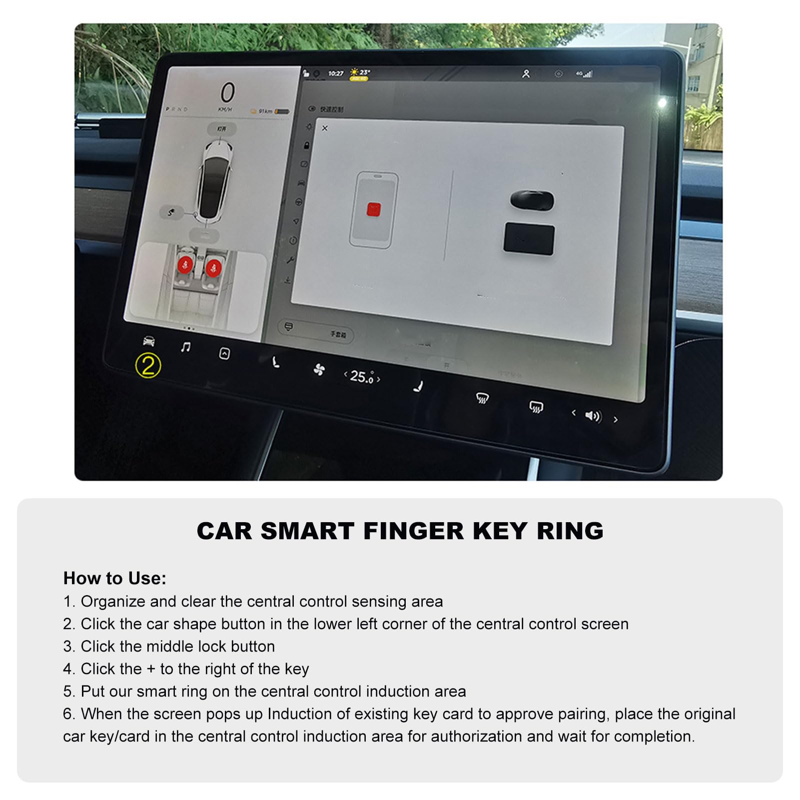 Majatou Smart Key Finger, Ceramic Car Smart Key for Y X S (No. 7)