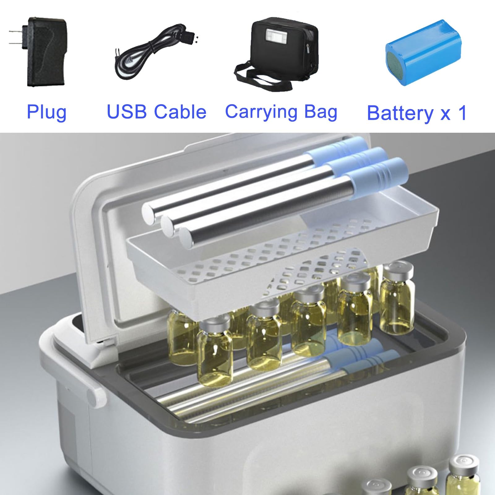 Refrigerador Nevera Medicamentos Portatil con Asa, Refrigerador para Automóvil con Caja de Insulina de Doble Capa de Alta Capacidad de 2~8 ℃ (Size : 13600mAh Battery x 1)