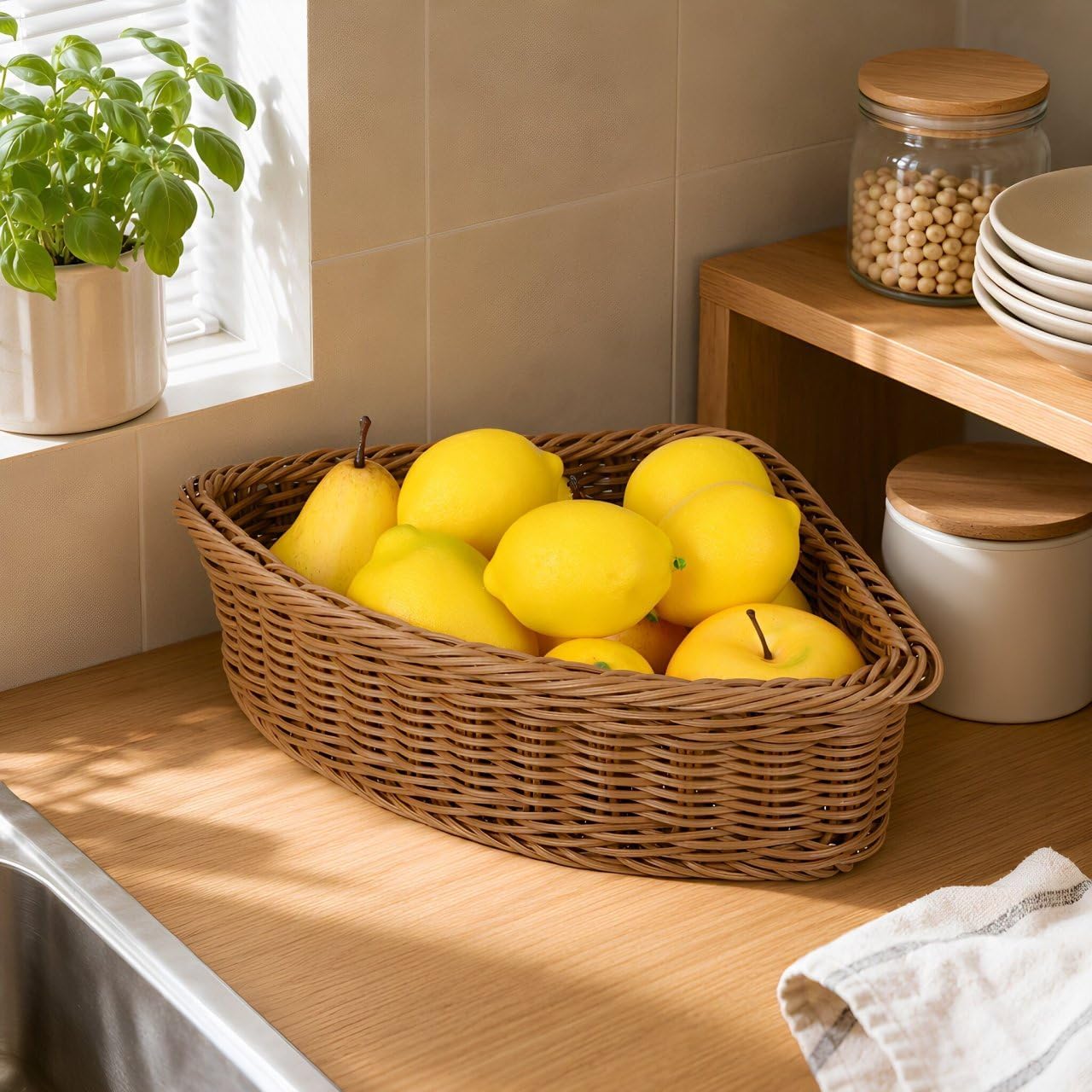 Mobestech 2Pcs Triangle Corner Storage Basket Shelf Storage Bin for Kitchen Pantry Bathroom Corner Basket Wardrobe Countertop Organizer for Small Spaces 9.64 X 9.64 X 3.34 in