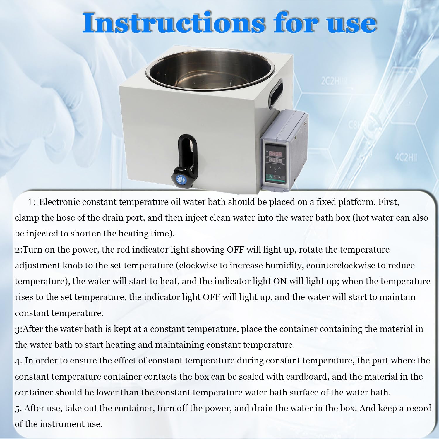 Baño María Laboratorio Termostático Digital,Calentador Baño Agua, Baño Agua Laboratorio Circulación Automática,Temperatura Precisa Control,para Uso En Laboratorio 5L