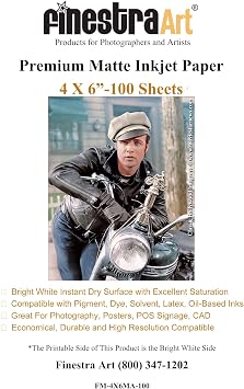 4" x 6" Premium Arctic Matte Inkjet Photo Paper - 100 Sheets