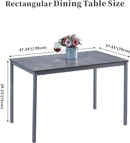 Miniatura 3 de Mesa de comedor de mármol con parte superior de MDF y marco de metal, mesa de cocina rectangular para restaurante, apartamento y espacio pequeño