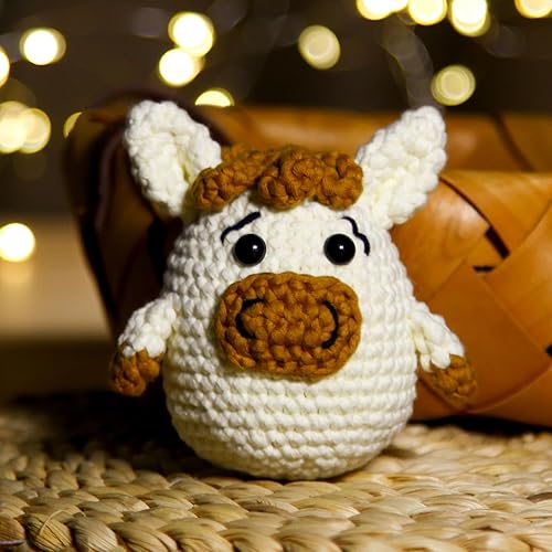 Miniatura 48 de Kit de ganchillo para principiantes: kit de ganchillo de vaca Highland, incluye hilo suave fácil de tejer, tutorial en video paso a paso, gancho