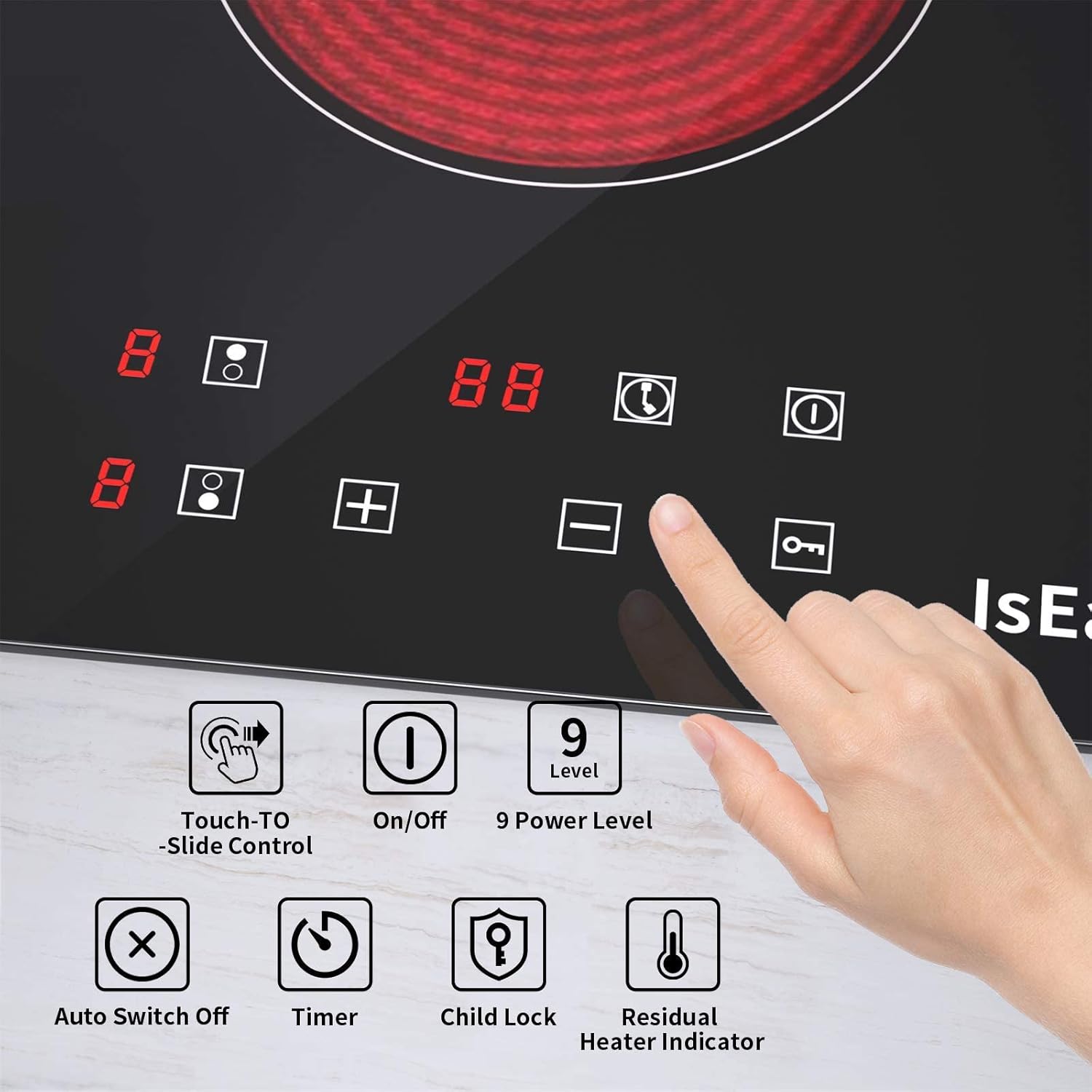 Piano di Cottura Elettrico, 6KW Piastra Vetroceramica Incorporato, 4 Zone, Touch Control, Nero (4 Fornelli) Piano di Cottura Elettrico, 6KW Piastra Vetroceramica Incorporato, 4 Zone, Touch Control, Nero (4 Fornelli)