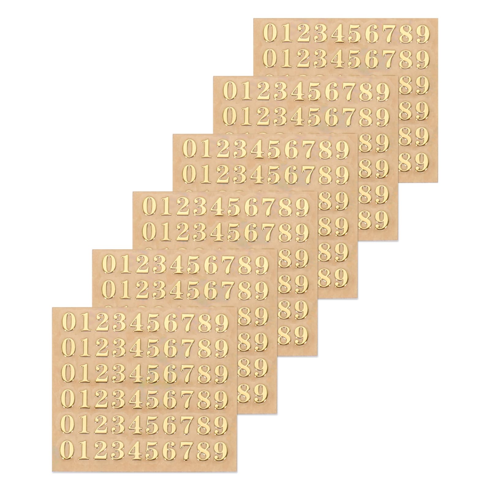 sourcing map 6 hojas de calcomanías de resina 3D pequeñas del 1 al 9 de oro mini número de calcomanía metálica brillante para resina de uñas álbumes de recortes de 3 mm