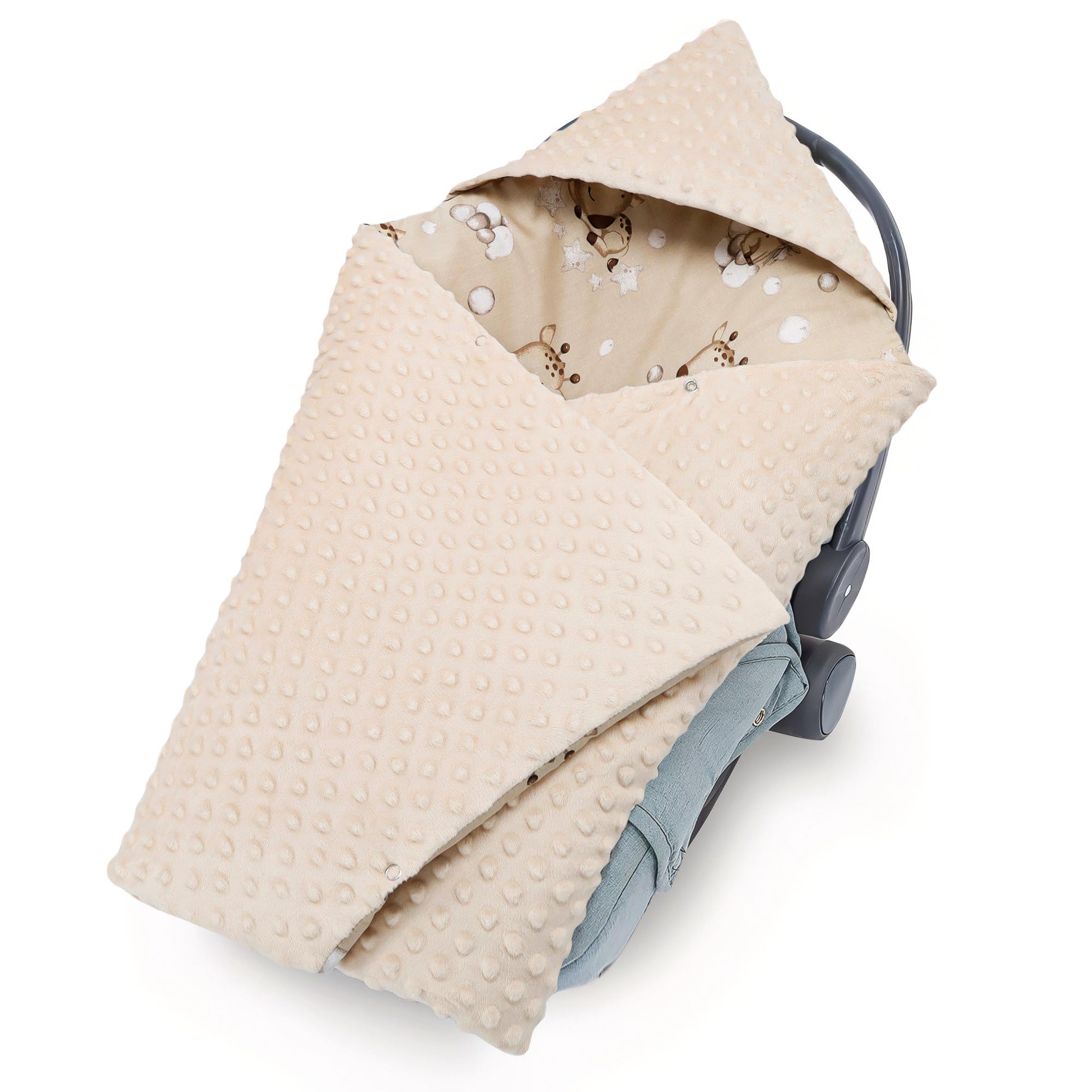 Sacco ovetto coperta invernale 90x90 cm - universale lavabile copertina per passeggino bebe per seggiolino auto bambino o swaddle neonato 0-6 mesi Oeko-Tex Giraffe