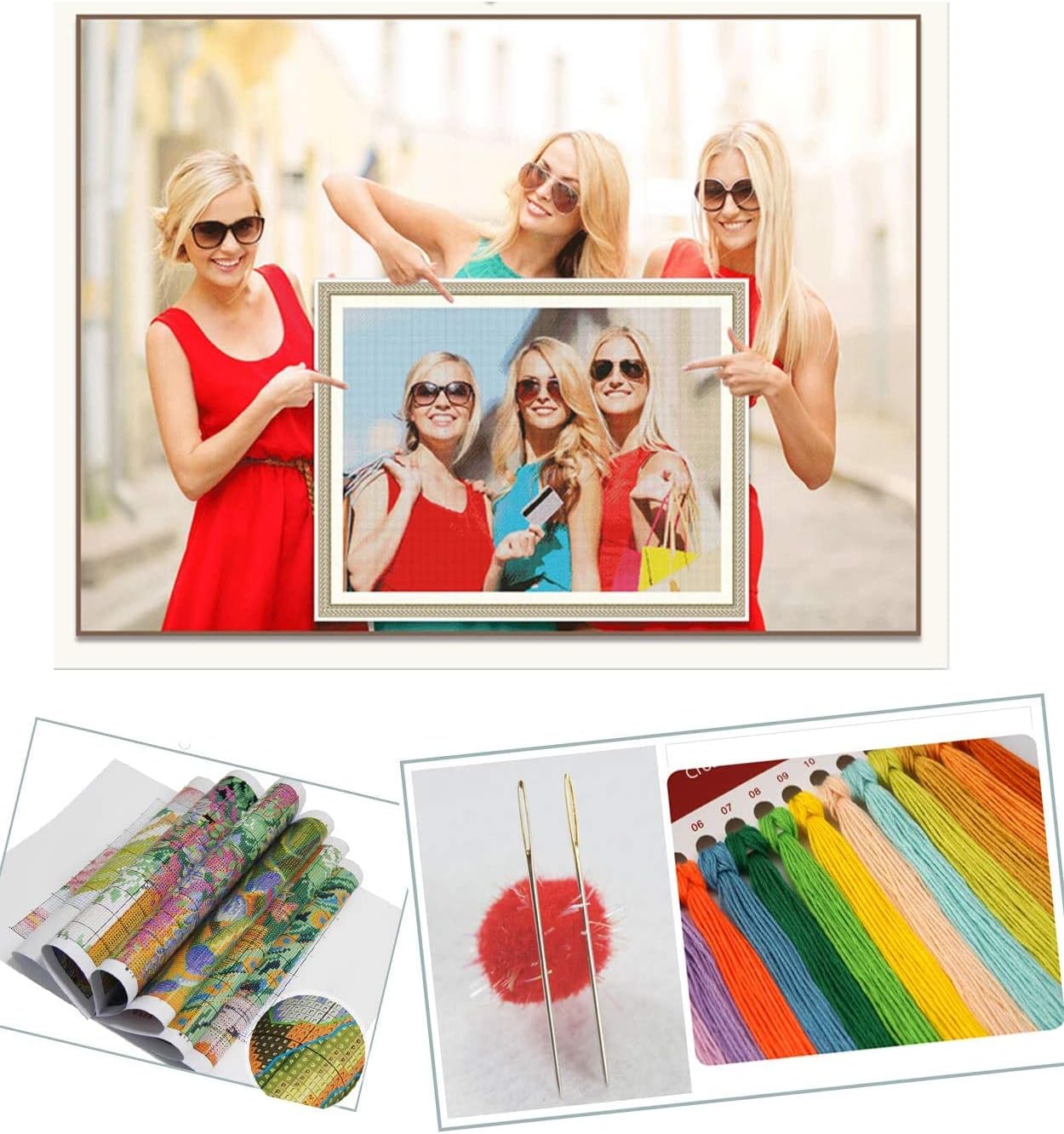 AORUNI Personalized Cross Stitch Kits Photo Custom Made Fabric Cross-Stitch Hand Embroidery Kit (27.3 inches *35.1 inch /70CM*90CM)