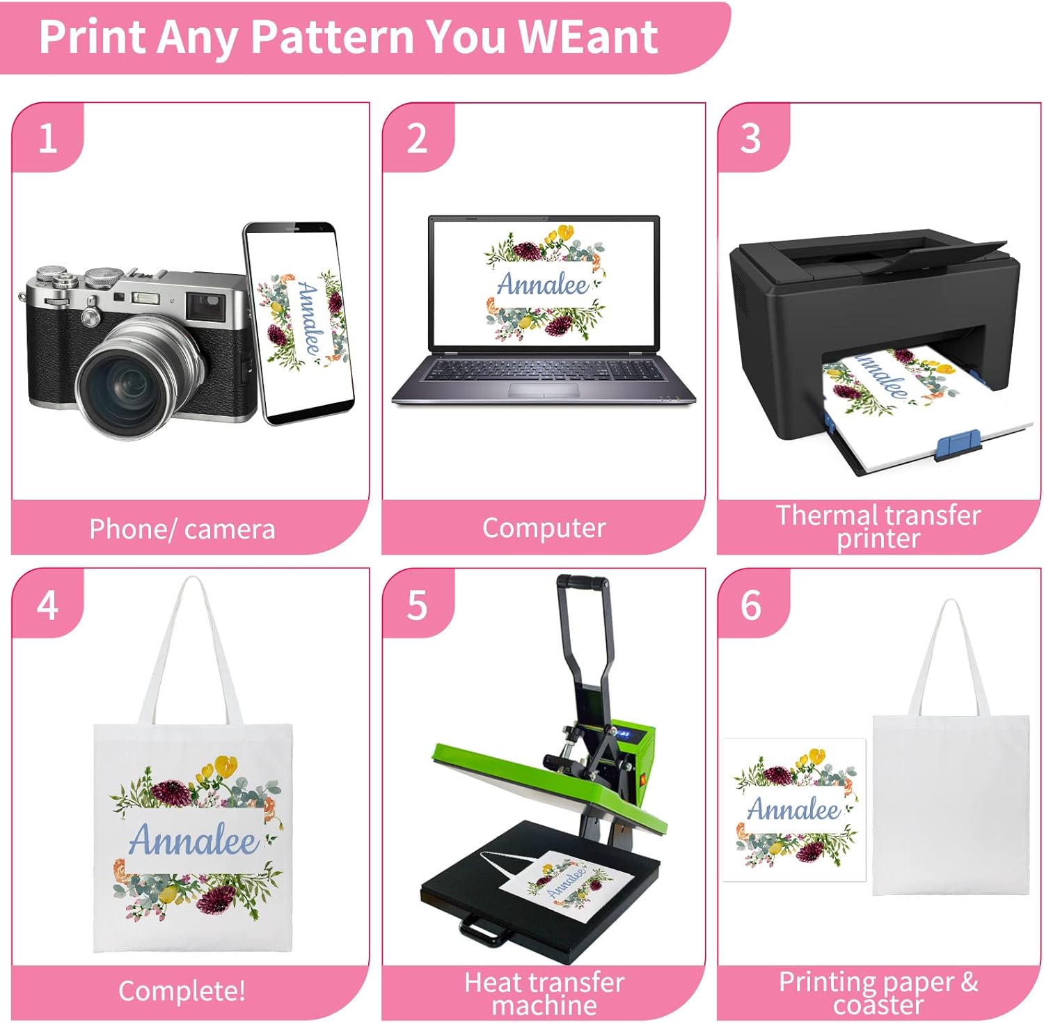 WACAR Sublimation Blanks Tote Bags 14x16inch Canvas Tote Bags Reusable Polyester Grocery Bags for Heat Transfer DIY Crafting Shopping Bags