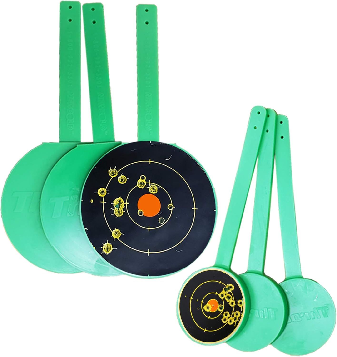 Reactive Self Healing Targets for Shooting 6 Hanging Targets + 65 Splatter Stickers, Gun Target for Pistol or Rifle, for Indoor and Outdoor Range, Ricochet Free, Swinging Action