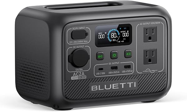 BLUETTI Portable Power Station AC2A, 204Wh LiFePO4 Battery Backup w/ 2 300W (600W Power Lifting) AC Outlets, Recharge fr
