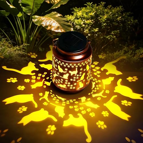 Regalos de Navidad para Mujeres/Mamá/Abuela/Hermana Regalos de Gatos Regalo del Día de la Madre Faroles Solares para Exteriores Impermeables Luces