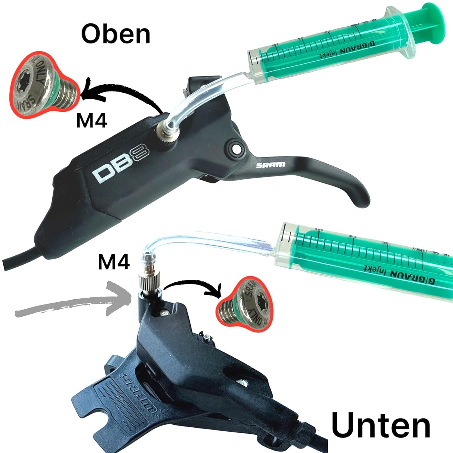 F26 Set di freni a disco per bicicletta, adatto per freni idraulici Sram DB8/MAVEN con olio minerale Sram Maxima, 120 ml, attacco M4, MTB, Ebike, DH I FR