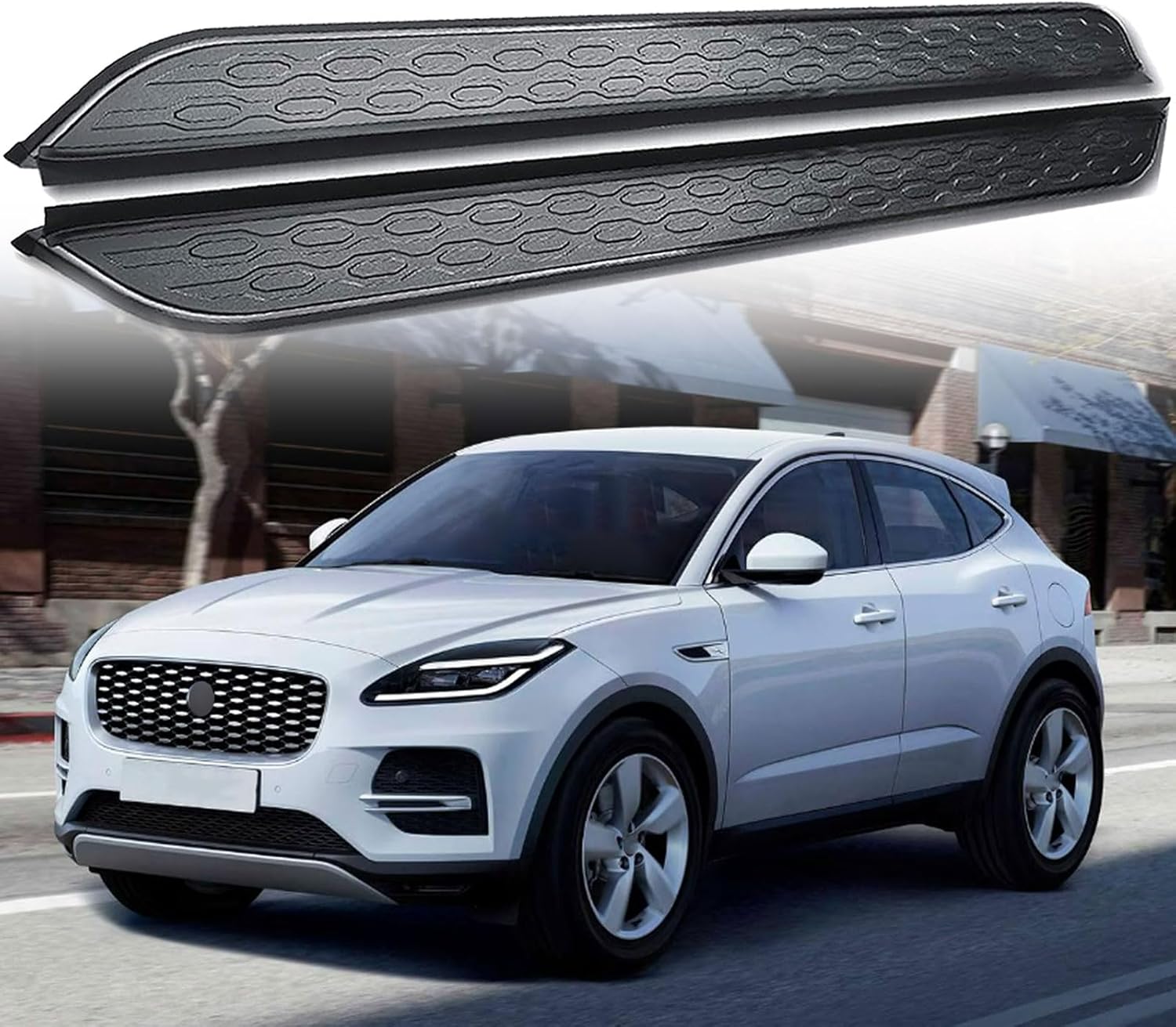 2PCS Running Board Compatible with Jaguar E-Pace 2017 2018 2019 2020 2021 2022 2023 2024 Side Step Running Boards Aluminum Nerf Bar Pedal with Brackets