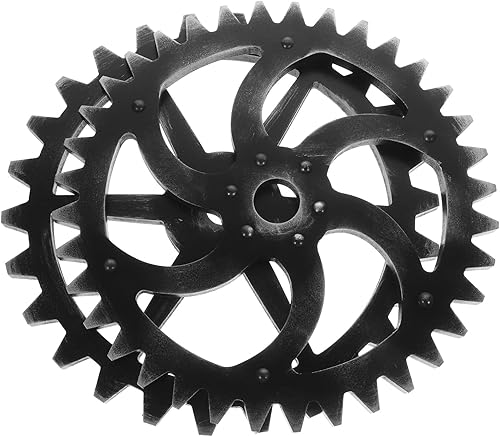 VOSAREA Decoración de engranajes de madera 2pcs decoración de pared antigua arte industrial para sala de estar