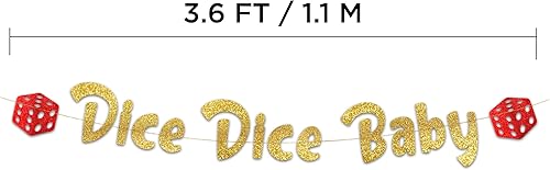 Miniatura 5 de Dados dados Baby Casino - Cartel con purpurina - Decoraciones de cumpleaños y despedida de soltera de Las Vegas - Guirnalda nocturna de póker de