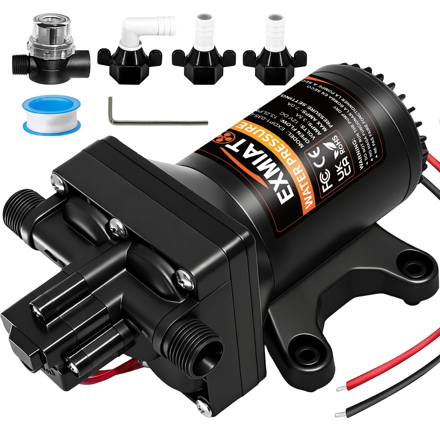 Pompe a pression d'eau 12V auto-amorcante 55 PSI a haut debit pour douchette
