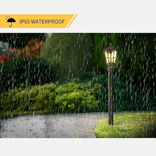 Miniatura 7 de Luz de poste para exteriores cableada de 120 V del anochecer al amanecer, color negro, romana, lámpara impermeable de poste de aluminio con base de