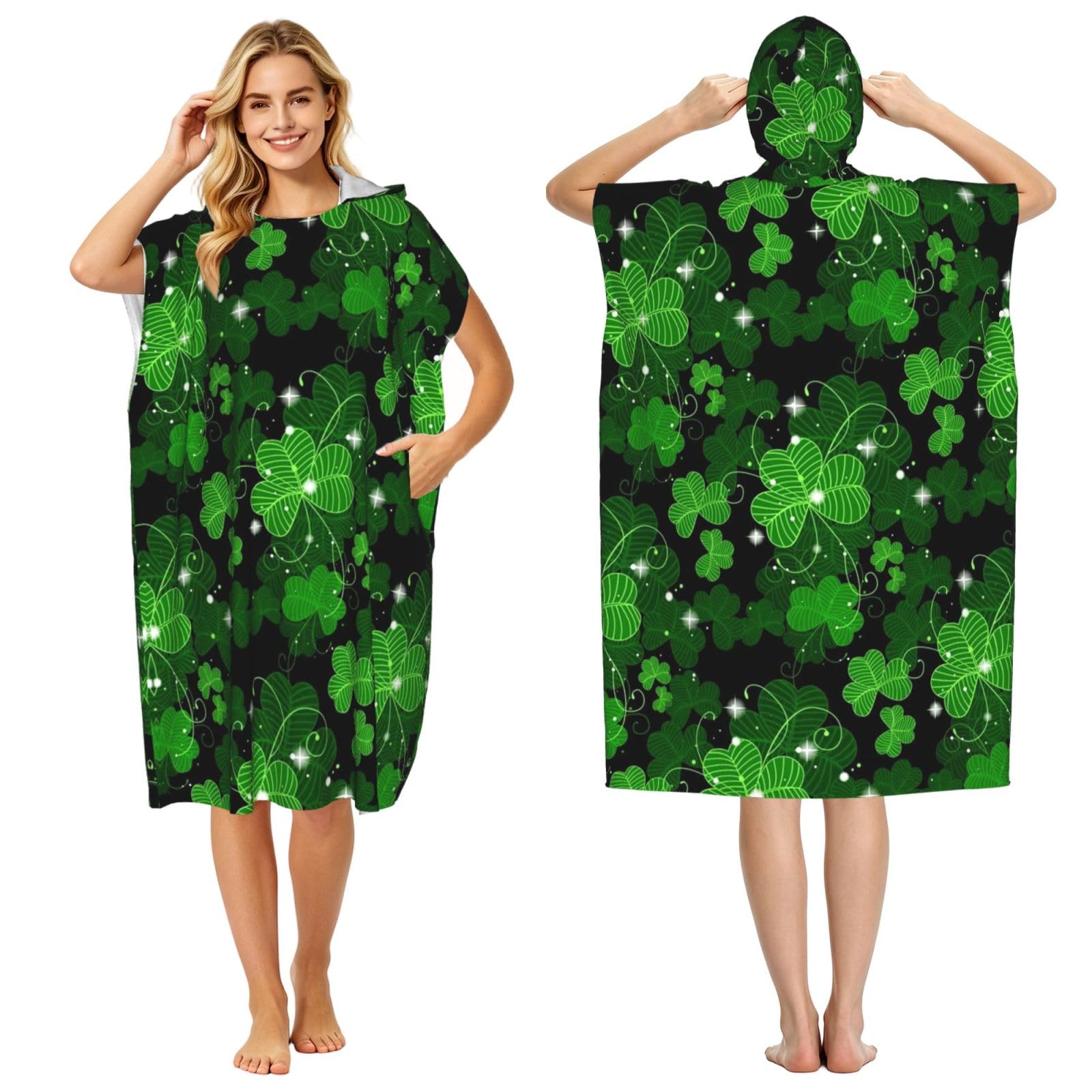 Poncho à capuche imprimé feuilles pour vos sessions de surf cet été