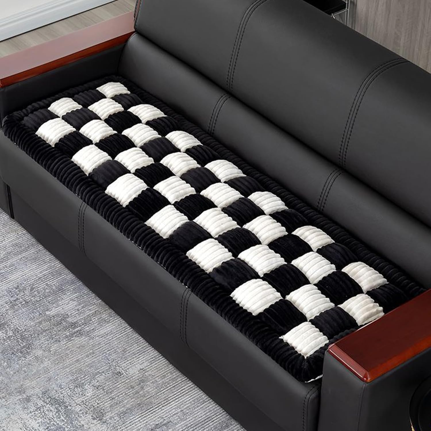 Pet Couch Covers for Sofa Protector for Dogs Washable Backseat Pet Bed Mat Dog Bed Non-Slip Travel Pet Mat Fit (Black+White, for Truck/Large SUVs（56.3"x28.7")
